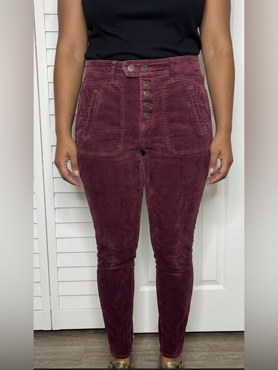 American Eagle Outfitters Pants - American Eagle Super Stretch Corduroy Skinny Pants Burgundy Button Fly Size 2